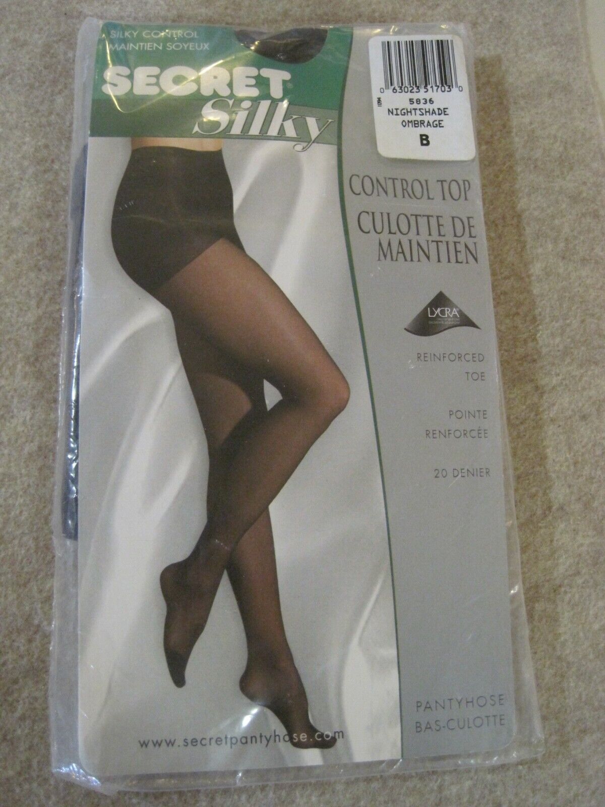 Pantyhose SECRET SILKY Nightshade Size B Control Top Lycra Canada Vintage SEALED Clothing, Shoes and Accessories