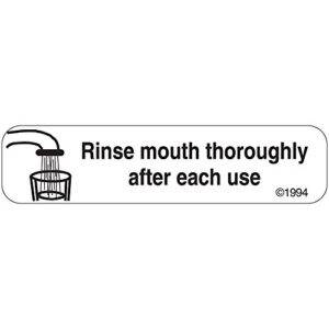 PHARMEX 1-669 Permanent Paper Label,"Rinse Mouth", 1 9/16" x 3/8", White (500 per Roll, 2 Rolls per Box)
