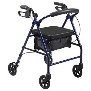 PCP Medical Rollator, Steel Frame, Fold up, Removable Back Support, Padded Seat, 8-inch Wheels, Blue, Adult (5311-BL)