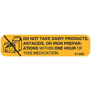 PHARMEX Warning Label No Dairy 2 Roll 500 Eaches