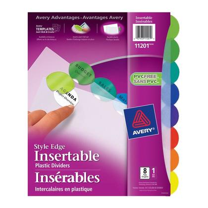 Avery Style Edge Plastic Insertable Dividers - 8 Tab(s) - 8 Tab(s)/Set - 8.5 Divider Width X 11 Divider Length - Letter - 3 Hole Punched - Assorted