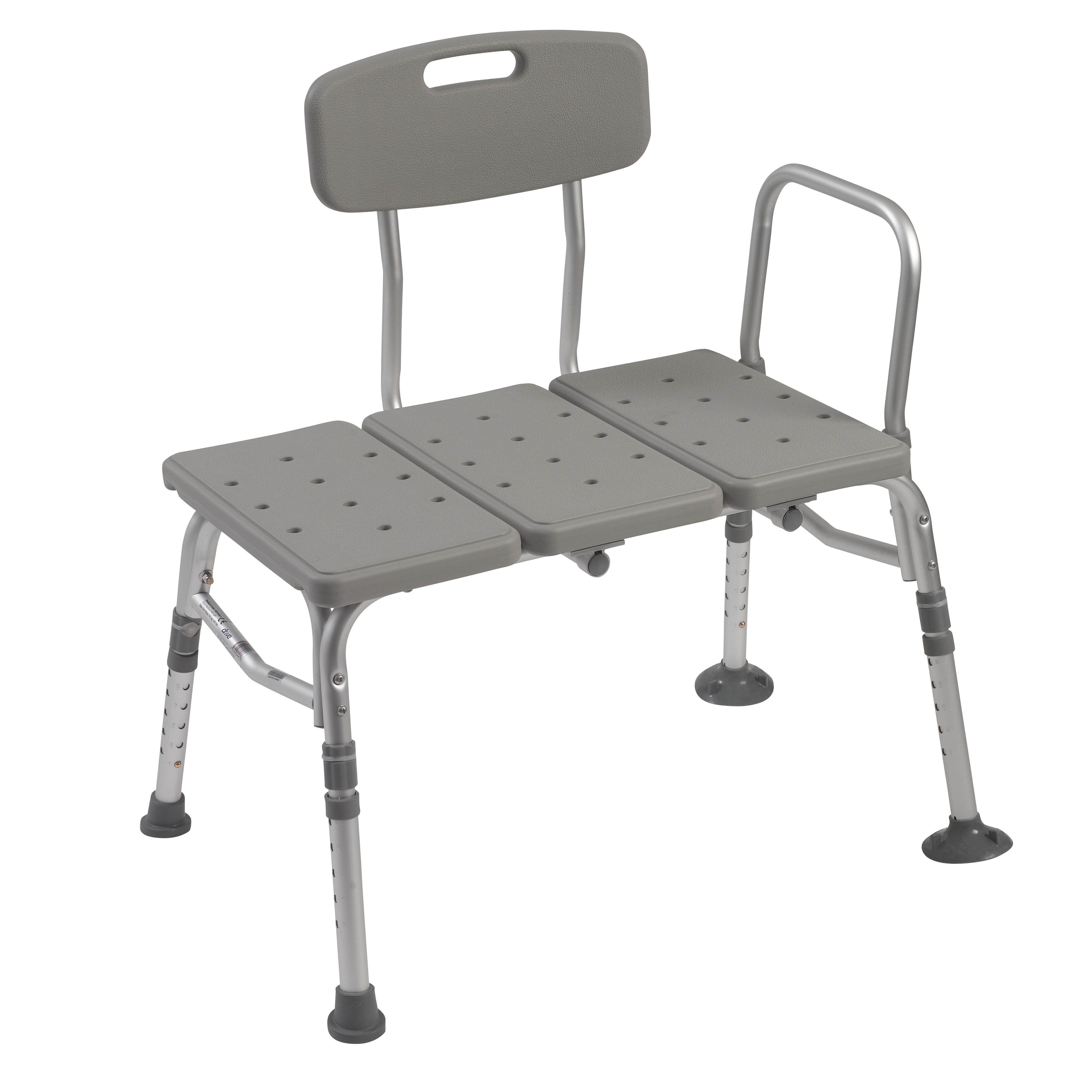 Drive Medical 12011KD-1 Plastic Tub Transfer Bench with Adjustable Backrest Mobility Aids