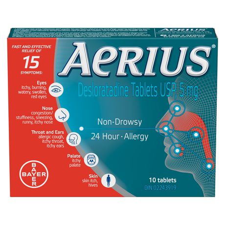 Aerius Aerius Allergy Medicine, Fast Relief, 24-Hour, Non-Drowsy, 15 Symptoms, 10 Tablets 10.0 EA Antihistamines