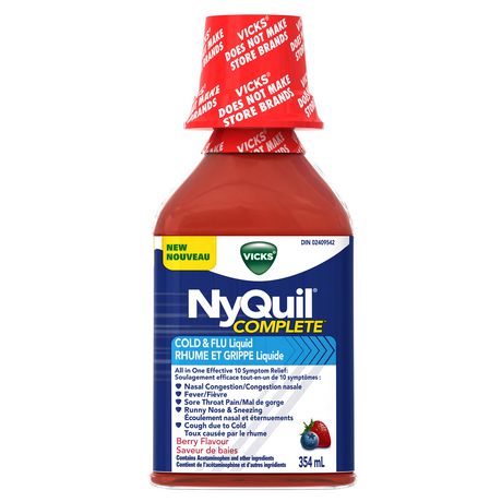 NyQuil NyQuil COMPLETE Cold, Flu, and Congestion Medicine, 354 ML, Berry Flavor 354.0 ML Cough, Cold and Flu Treatments