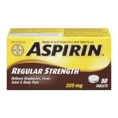Aspirin 325 Mg Regular Strength Tablets Medium Bottle Analgesics and Antipyretics