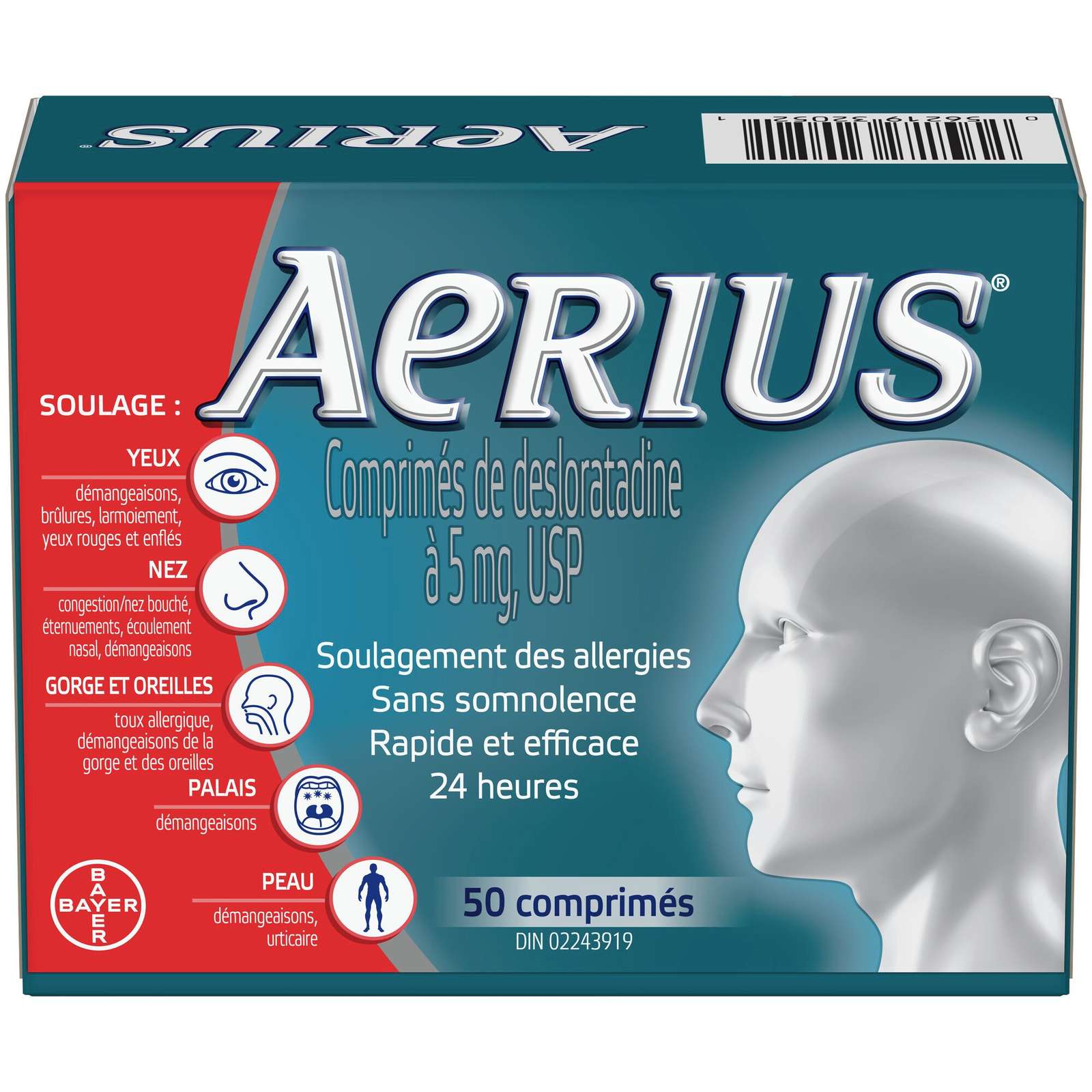 Aerius Aerius Allergy Medicine, Fast Relief, 24-Hour, Non-Drowsy, 15 Symptoms, 50 Tablets 50.0 EA