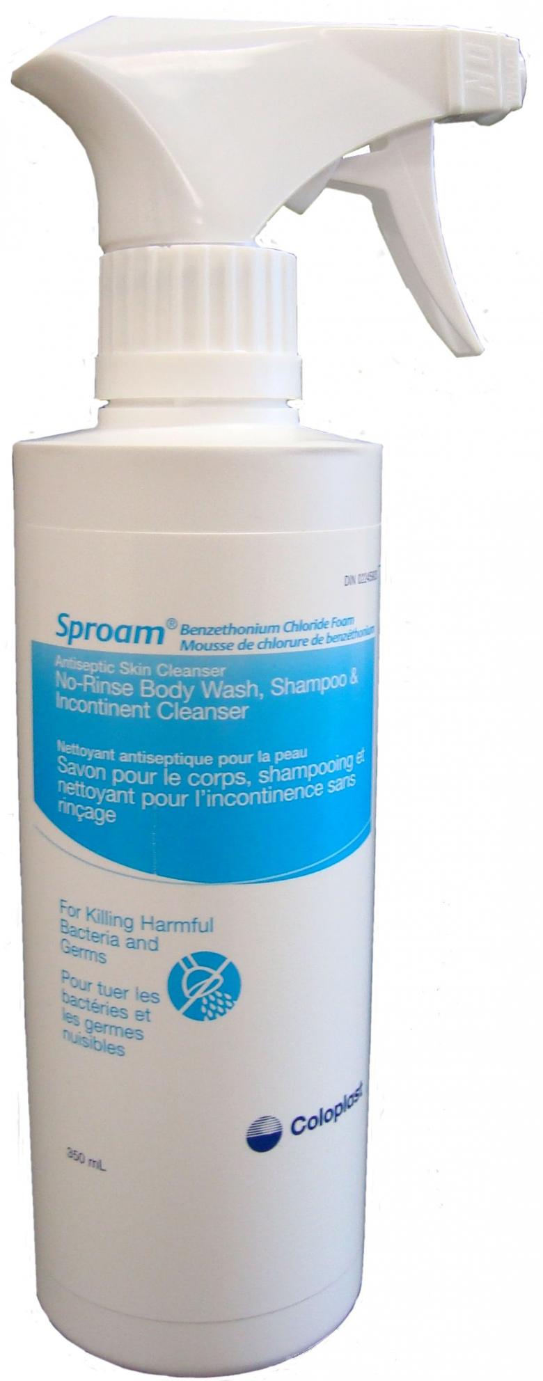 Coloplast 897 Sproam®, Benzethonium Chloride Antiseptic No-Rinse All Body Spray/ Foam Cleanser 175 ML Ostomy
