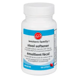 Western Family - Stool Softener 100mg, 100 Each