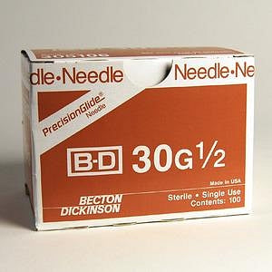 BD 305106 Precision Glide Needle 30 G x 1/2 100 EA Insulin Needles, Pen Needles and Syringes