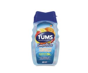 Tums Extra Strength Smoothie Antacid Tablets, Assorted Fruit, 60 Count
