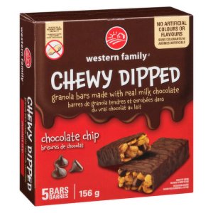 Western Family Dipped Chocolate Chip Granola Bars - 156g