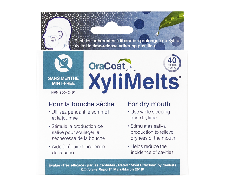 ORACOAT XyliMelts Adhering Pastilles Mint Free, 40 Units Cold Sore and Dry Mouth Treatments