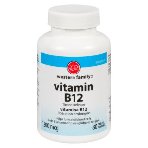 Western Family Vitamin B12 Timed Release 1200mcg, 80 Each