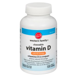 Western Family - Chewable Vitamin D Tablets - Natural Orange, 100 Each
