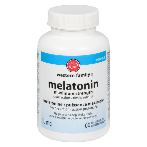 Western Family Melatonin Maximum Strength Dual Action 10mg, 60 Each