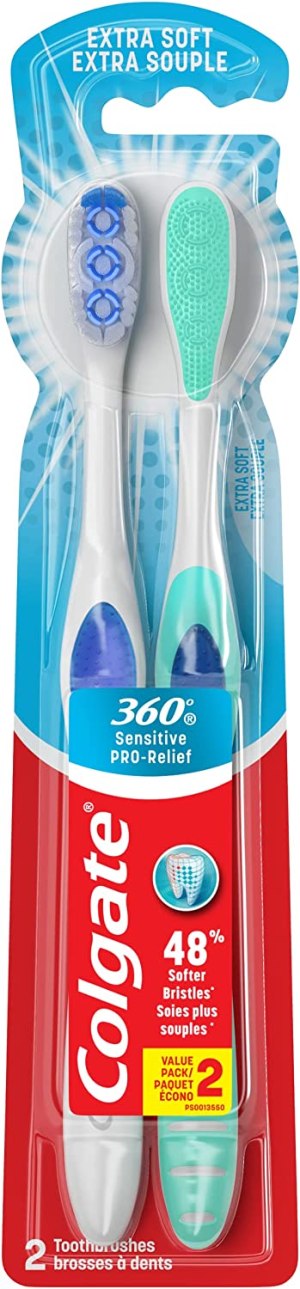 Colgate 360 Sensitive Pro-Relief Ultra Soft Twin Pack Toothbrushes (2/PK)