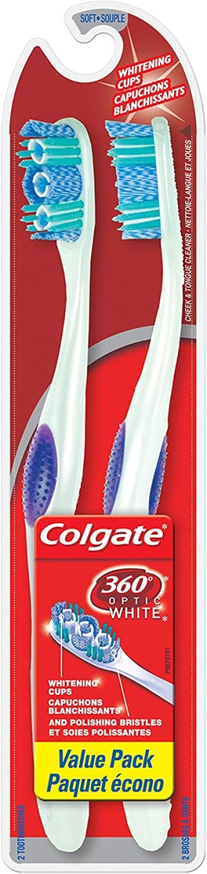 Colgate 360 Optic White Soft Toothbrush Twin Pack (2/PK)