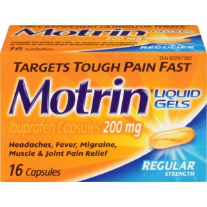 Motrin Regular Strength Pain Relief Ibuprofen 200mg Liquid Gels, 16 Capsules