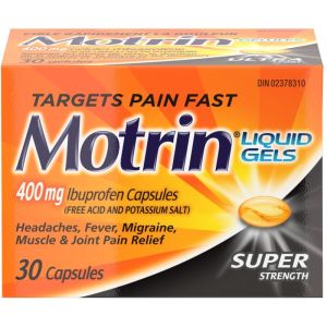 Motrin Super Strength Pain Relief Ibuprofen 400mg Liquid Gels, 30 Capsules
