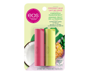 eos 100% Natural Lip Balm Sticks - Pineapple Passionfruit & Coconut Milk, All-Day Moisture, 4g, 2-Pack