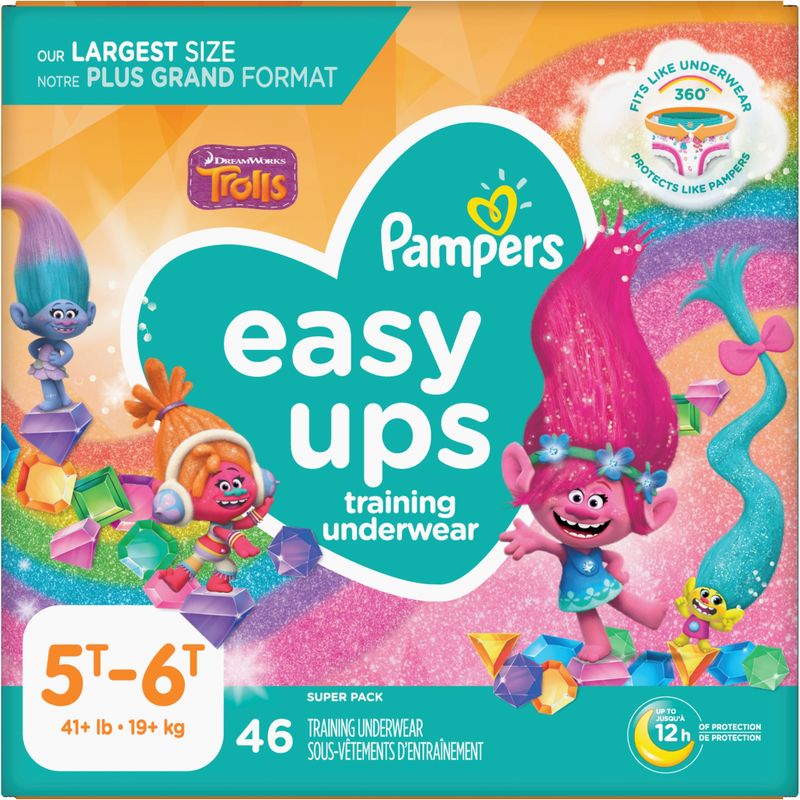 Pampers Easy Ups Training Underwear Girls Size 7 5T-6T 46 Count