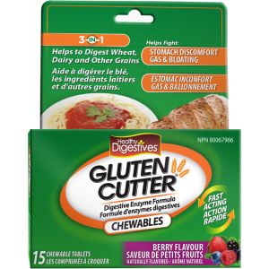 Healthy Digestives Gluten Cutter Digestive Chewable Formula 15 Count