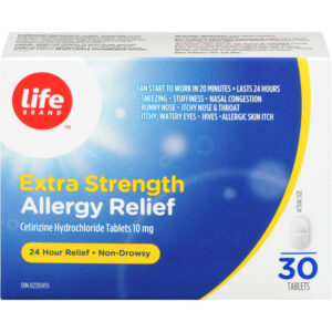 Life Brand EXTRA STRENGTH ALLERGY RELIEF Cetirizine Hydrochloride Tablets, USP 30 TAB