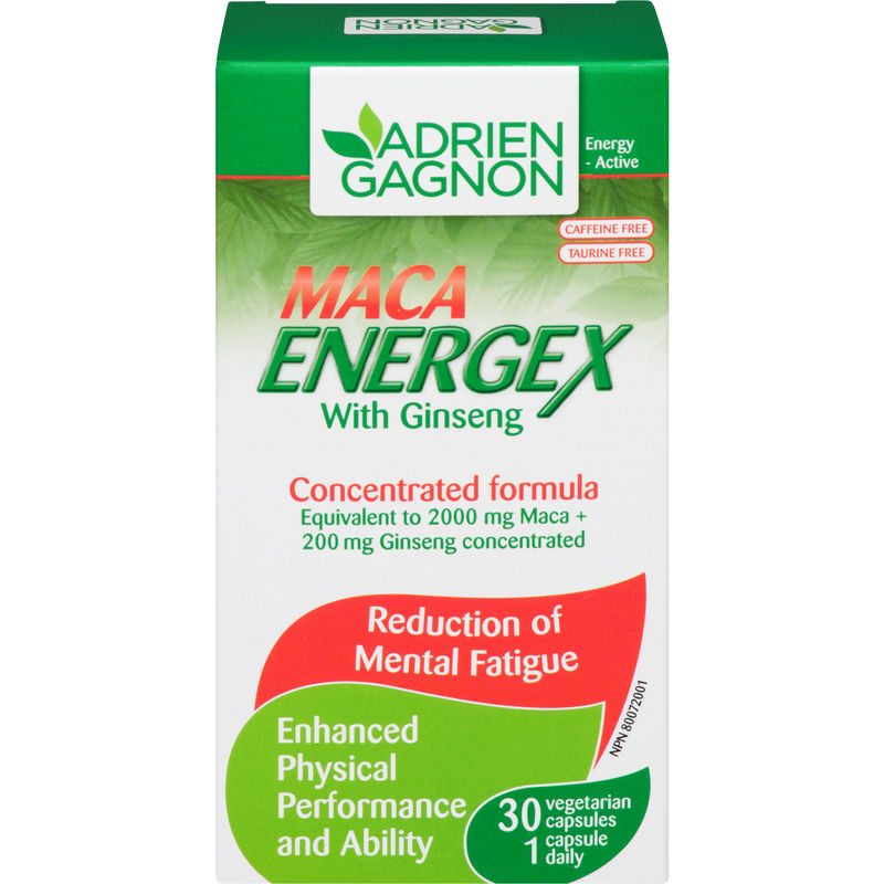 Adrien Gagnon Maca Energex with Ginseng Concentrated Formula 30 Capsules