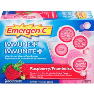 Emergen-C Immune+ Raspberry Vitamin C & Mineral Supplement Fizzy Drink Mix, 24 Packets