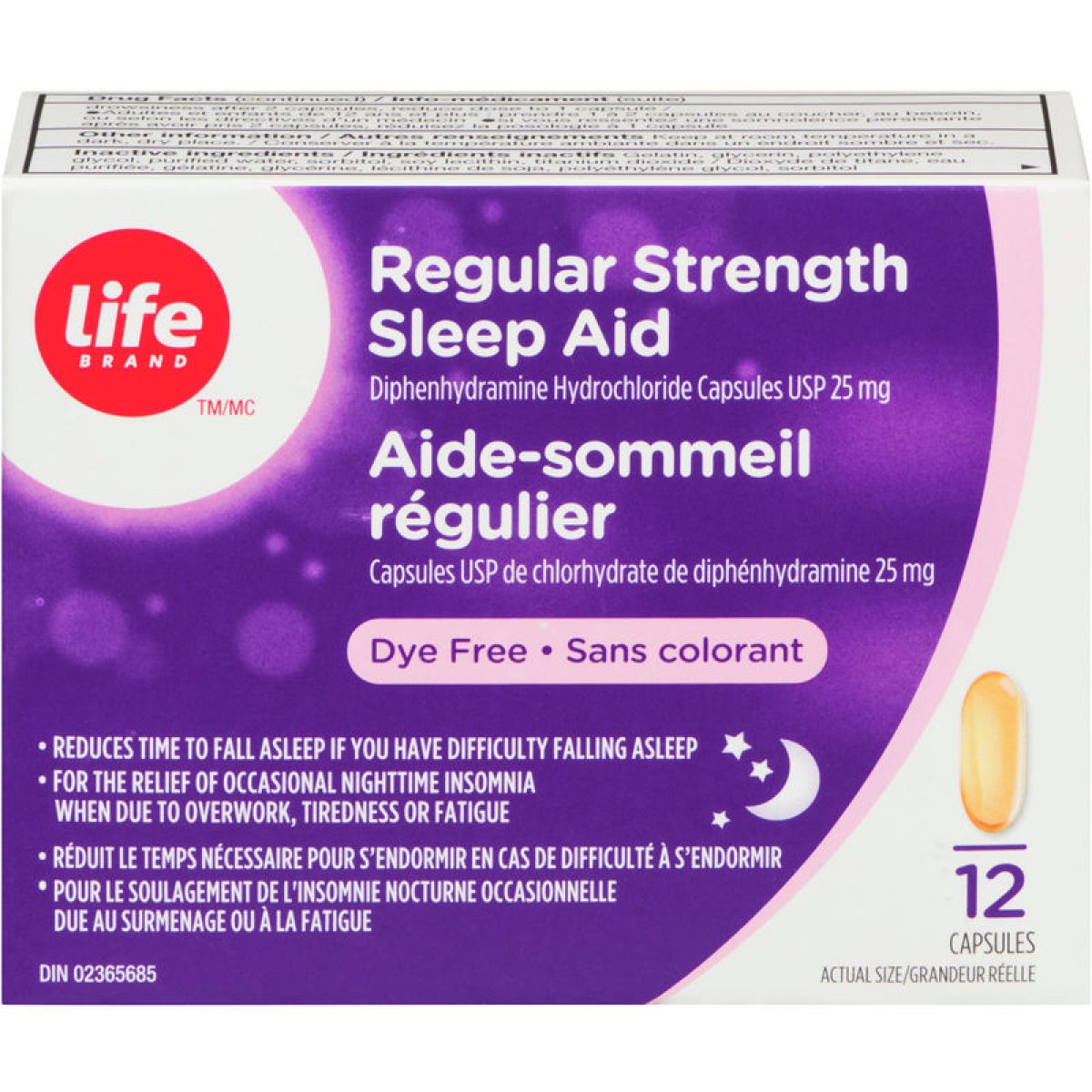 Life Brand LB Nighttime Sleep Aid 12ct Regular Strength Capsules