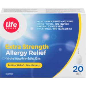 Life Brand EXTRA STRENGTH ALLERGY RELIEF Cetirizine Hydrochloride Tablets, USP 20 TAB