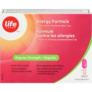 Life Brand Allergy Formula 12 ea Diphenhydramine Hydrochloride Tablets 25 mg