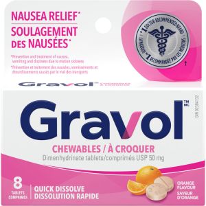 Gravol Quick Dissolve Chewable 50mg 8 ea - Motion Sickness Relief