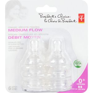 President's Choice Classic Silicone Nipples - Medium Flow 6 ea