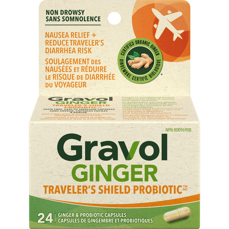 Gravol Ginger Traveler's Shield Probiotic 24 CAP