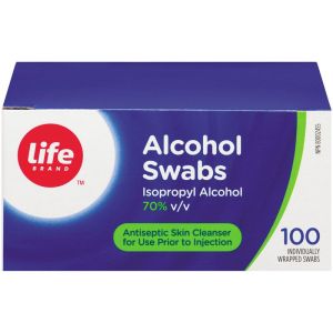 Life Brand Alcohol Swabs, Isopropyl Alcohol 70% v/v 100 Count