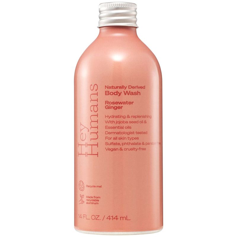 Hey Humans Sulfate-Free, Naturally Derived Body Wash – Rosewater Ginger 14 oz