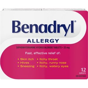 Benadryl Allergy Medicine, 25mg 12 ea