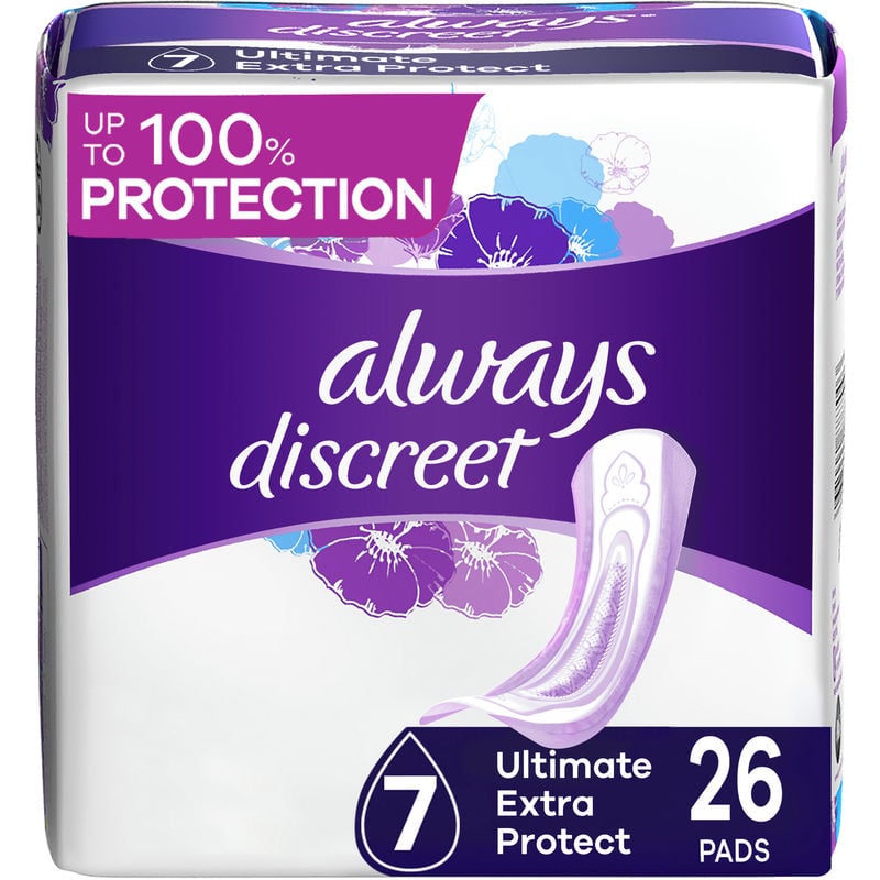 Always Incontinence Pads for Women and Postpartum Pads, Ultimate Extra Protect, 26 CT
