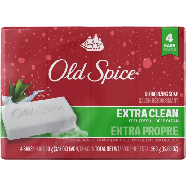 Old Spice Extra Clean Bar Soap for Men, 4 Pack