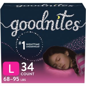 Goodnites Girls' Nighttime Bedwetting Underwear, L (68-95 lb.), 34 Ct