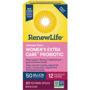 Renew Life Ultimate Flora Women's Extra Care Probiotic, 50 Billion Active Cultures, 60 Vegetarian Capsules