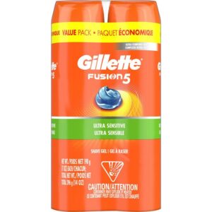Fusion Beauty Gillette Fusion5 Ultra Sensitive Hydra Gel Men's Shave Gel Twin Pack, 396 G