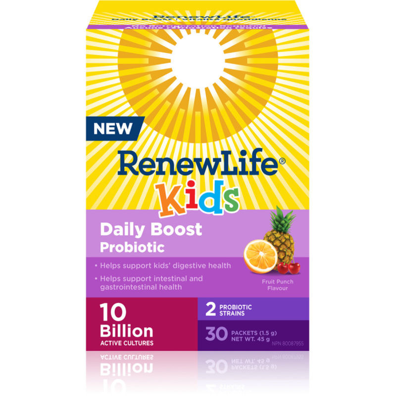 Renew Life Kids Daily Boost Probiotic, Fruit Punch Flavour, 10 Billion Active Cultures