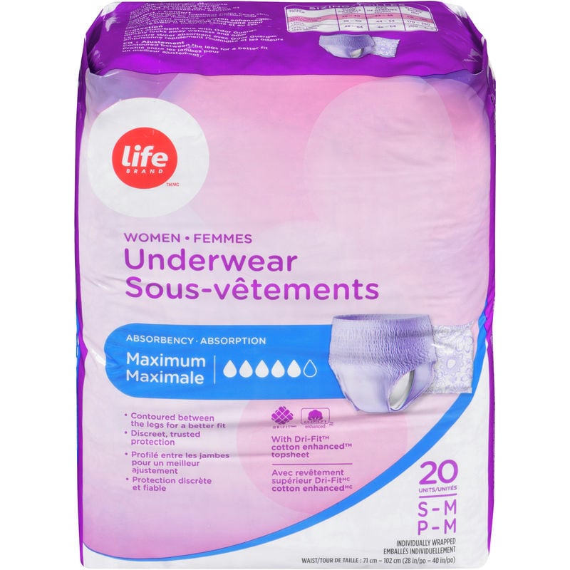 Life Brand LB Women Underwear S-M 20 Count LB PROTECTIVE UNDRWR MAX WMN