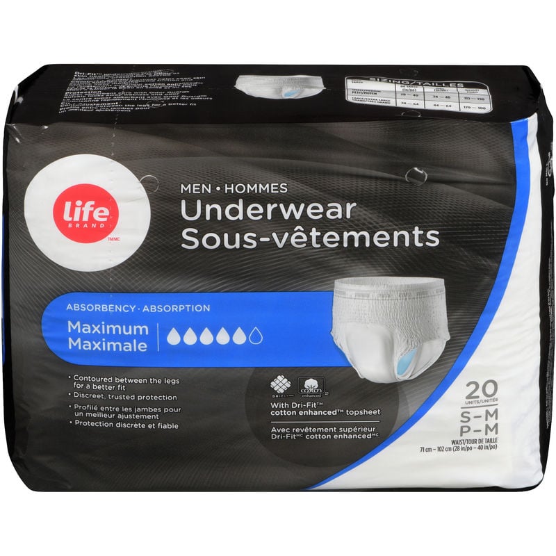 Life Brand LB Men Underwear 20 Count LB PROTECTIVE UNDRWR MAX MEN