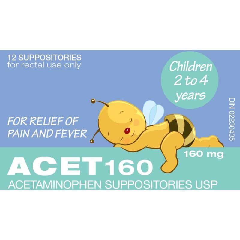 Acet Suppositories 160mg - 12 ea