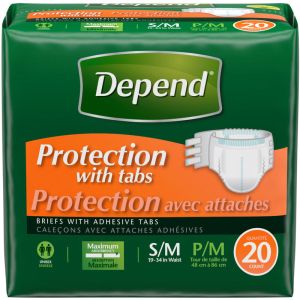 Depend Incontinence Protection with Tabs, Maximum Absorbency, Small/Medium 20 Count