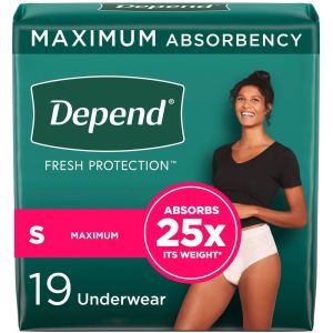 Depend FIT-FLEX Incontinence Underwear for Women, Maximum Absorbency, Small 19 Count