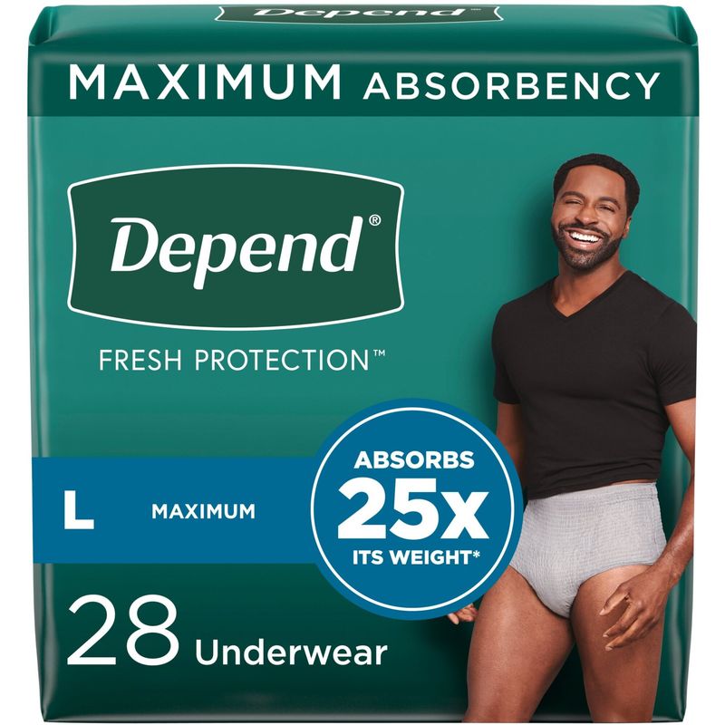 Depend FIT-FLEX Incontinence Underwear for Men, Maximum Absorbency, Large 28 Count
